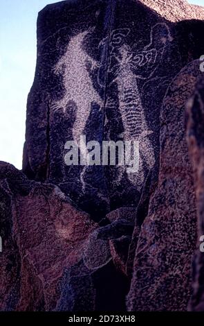 Aboriginal Rock Painting, ca. 2000 Jahre alt, Pilbara, Nordwestaustralien Stockfoto