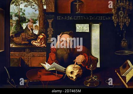 St. Jerome in seinem Arbeitszimmer 1550-1575 von Marten Cleve dem Älteren 1527-1581 flämische Maler 16. - 17. Jahrhundert, Belgien. Stockfoto