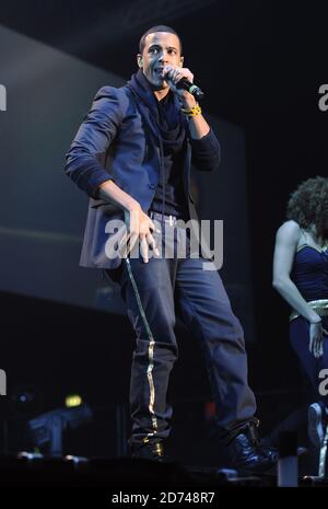 Marvin Humes von JLS tritt live in der Wembley Arena im Norden Londons auf. Stockfoto