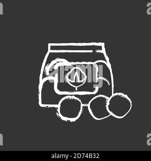 Baumwollkugeln Kreide weißes Symbol auf schwarzem Hintergrund Stock Vektor