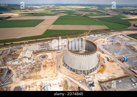 Baustelle des neuen Braunkohlekraftwerks Neurath bei Grevenbroich, Boa 2/3, Bau des zweiten Kühlturms, Nordrhein-Westp Stockfoto