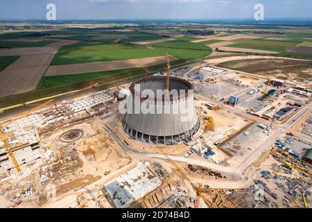 Baustelle des neuen Braunkohlekraftwerks Neurath bei Grevenbroich, Boa 2/3, Bau des zweiten Kühlturms, Nordrhein-Westp Stockfoto