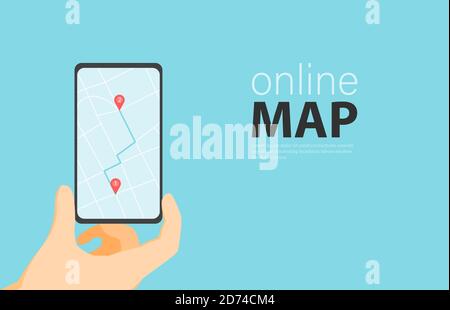 Online-Karten-Banner für Ihre Webseite, App, drucken. Stock Vektor
