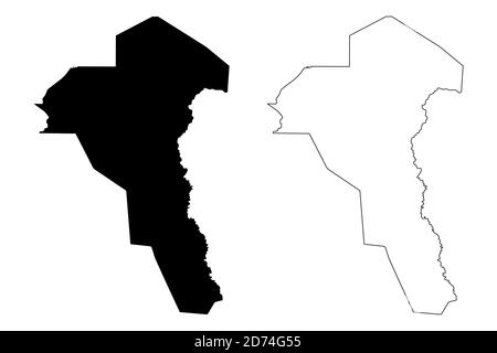 Unity State (States of South Sudan, Greater Upper Nile Region) Karte Vektorgrafik, Skizze Western Upper Nile Karte Stock Vektor