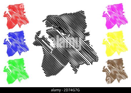 Sao Luis City (Föderative Republik Brasilien, Maranhao State) Karte Vektor Illustration, scribble Skizze Stadt Sao Luis Karte Stock Vektor