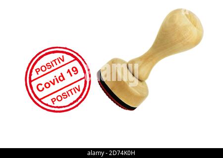 Corona Virus Test roter Stempel positiv Stockfoto