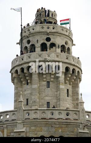 Elizabeth Lookout ist ein historischer Aussichtsturm auf dem János-Hügel, Erzsébet-kilátó, Budapest, Ungarn, Magyarország, Europa Stockfoto