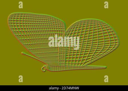 Gelber abstrakter konvexer Netzschmetterling, 3d-Illustration Stockfoto