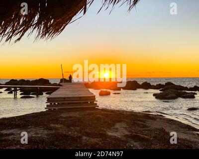 Sonnenuntergang an der Adria in Durres Albanien Stockfoto