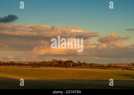 Blick über das Crowlink Estate in Richtung Friston (1) Stockfoto