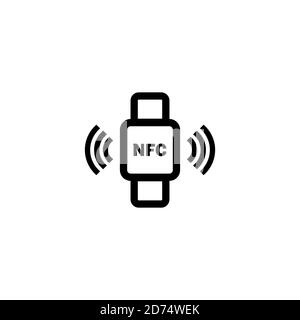 Kontaktloses Bezahlen mit Smart Watches Icon in schwarz. NFC. Vektor auf isoliertem weißem Hintergrund. EPS 10 Stock Vektor