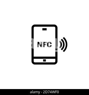 NFC mit Smartphone-Symbol in Schwarz. Kontaktlose Bezahlung. Vektor auf isoliertem weißem Hintergrund. EPS 10 Stock Vektor