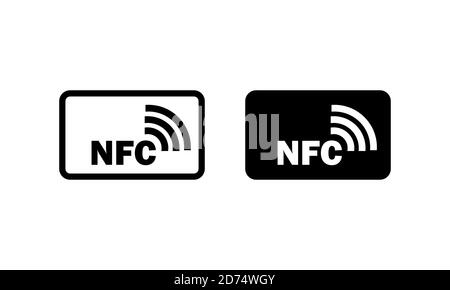 Kontaktloses Wireless-Bezahlschild. NFC-Symbol in Schwarz. Vektor auf isoliertem weißem Hintergrund. EPS 10 Stock Vektor