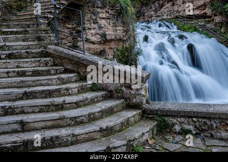 Trillo Wasserfall, La Alcarria, Guadalajara, Spanien Stockfoto