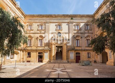 National Museum of Natural History befindet sich im Magisterial Palace auch bekannt als Palazzo Pretorio und Vilhena Palace in Mdina, Malta Stockfoto