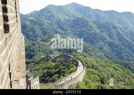 Eines der sieben Weltwunder, Mutianyu Abschnitt der großen Mauer von China Stockfoto