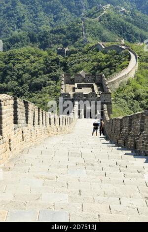 Eines der sieben Weltwunder, Mutianyu Abschnitt der großen Mauer von China Stockfoto