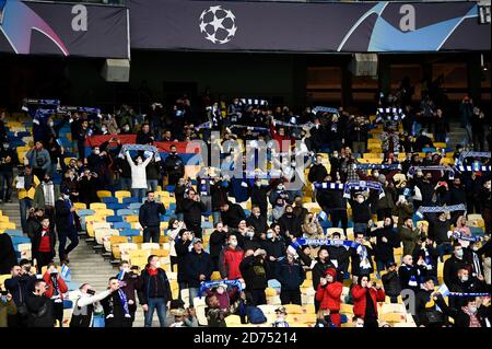 Kiew, Ukraine. Oktober 2020. KIEW, UKRAINE - 20. Oktober 2020: Fans besuchen das UEFA Champions League Fußballspiel zwischen dem FC Dynamo Kiew und dem FC Juventus. (Foto von Nicolò Campo/Sipa USA) Quelle: SIPA USA/Alamy Live News Stockfoto