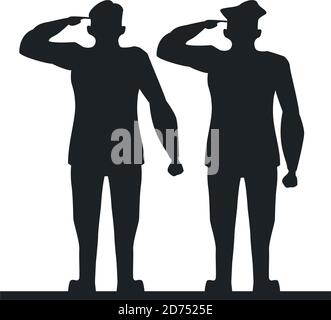 Gruppe von Offizieren Soldaten saludating Silhouette Vektor Illustration Design Stock Vektor