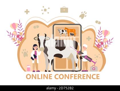 Vektor des Tierarztkonzepts. Tierärzte, die Krankheiten diagnostizieren. PET Gesundheitsversorgung für Website. Tierarzt Behandlung Krankheit Tiere. Stock Vektor