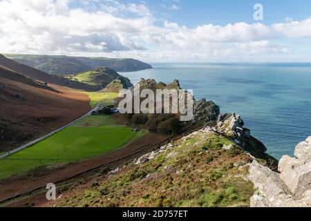 Blick vom Hollerday Hill auf das Tal der Felsen Im Exmoor National Park Stockfoto