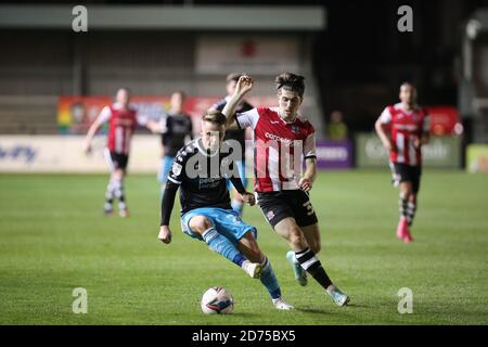 Exeter, Großbritannien. 20. Okt, 2020. Während des EFL Sky Bet League 2 Spiels zwischen Exeter City und Crawley Town im St James' Park, Exeter, England am 20. Oktober 2020. Foto von Dave Peters. Nur redaktionelle Verwendung, Lizenz für kommerzielle Nutzung erforderlich. Keine Verwendung bei Wetten, Spielen oder Veröffentlichungen einzelner Vereine/Vereine/Spieler. Kredit: UK Sports Pics Ltd/Alamy Live Nachrichten Stockfoto