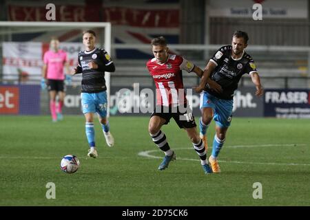 Exeter, Großbritannien. Oktober 2020. Archie Collins von Exeter City während des EFL Sky Bet League 2 Spiels zwischen Exeter City und Crawley Town im St James' Park, Exeter, England am 20. Oktober 2020. Foto von Dave Peters. Nur redaktionelle Verwendung, Lizenz für kommerzielle Nutzung erforderlich. Keine Verwendung bei Wetten, Spielen oder Veröffentlichungen einzelner Vereine/Vereine/Spieler. Kredit: UK Sports Pics Ltd/Alamy Live Nachrichten Stockfoto