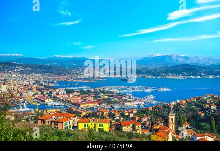 La Spezia Stadt und Hafen, Luftaufnahme. Ligury, Italien, Europa. Stockfoto