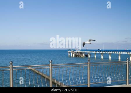 Zelenogradsk, Kaliningrad Region, Russland - 28. september 2020: Touristen gehen entlang der Seepromenade, eine beliebte Raststätte der Bürger Stockfoto