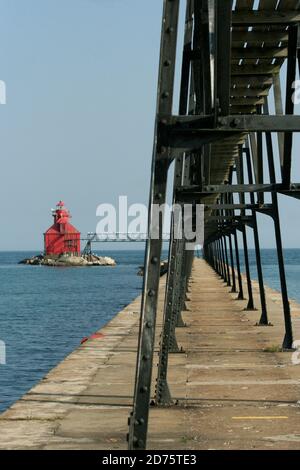 Sturgeon Bay Ship Canal Nord Pierhead Leuchtturm Stockfoto