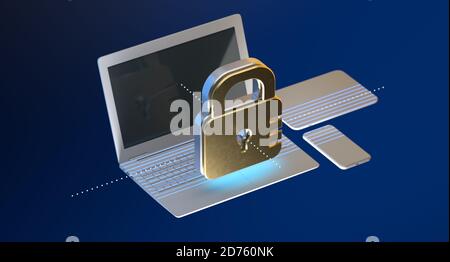 Cyber Security Technology, Schutz Digitaler Online-Informationen. Online-Datensicherheit Stockfoto