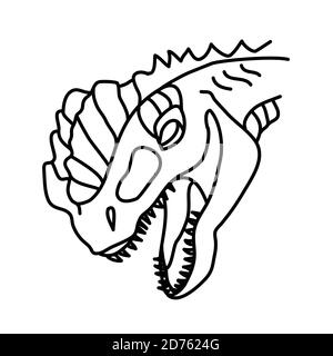 Symbol Für Dilophosaurus. Doodle Hand gezeichnet oder Black Outline Icon Stil Stock Vektor