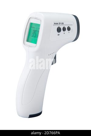 Ein Infrarot-Thermometer ist ein Thermometer, das die Temperatur aus einem Teil der Wärmestrahlung abgibt. Stockfoto