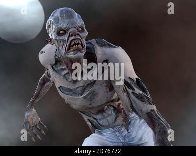 Fantasy Zombie Monster Vollmond 3d Illustration Stockfoto