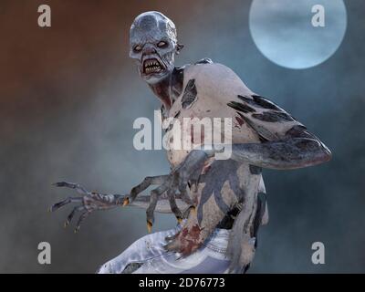 Fantasy Zombie Monster Vollmond 3d Illustration Stockfoto