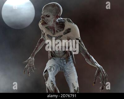 Fantasy Zombie Monster Vollmond 3d Illustration Stockfoto