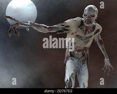 Fantasy Zombie Monster Vollmond 3d Illustration Stockfoto