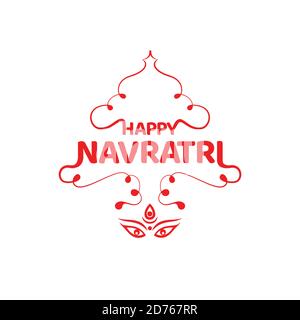 Happy Navratri in dekorativer Form mit lord Durga Augen. Neun Tage Festival von lord Durga bedeutet es Navratri. Stock Vektor