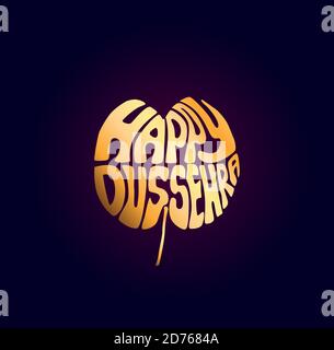 Happy Dussehra Witten in Apta Baum Blätter in goldener Farbe. APTA-Baumblätter verteilen sich auf der Dussehra-Gelegenheit in Indien durch Hindu-Kultur. Golden Apta Stock Vektor