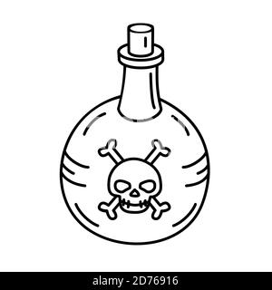 Symbolvektor für Giftflasche. Doodle Hand gezeichnet oder Black Outline Icon Stil Stock Vektor