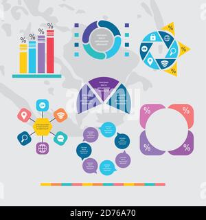 Infografik Elemente und Werkzeuge Symbol über Hintergrund gesetzt, buntes Design, Vektor-Illustration Stock Vektor