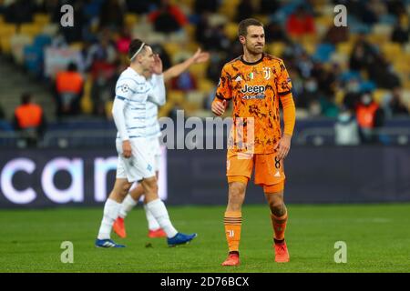 aron Ramsey von Juventus während der UEFA Champions League, Gruppenphase, Gruppe G Fußballspiel zwischen Dynamo Kiew und Juventus am 20. Oktober 2020 bei Stockfoto