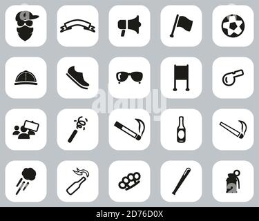 Anhänger Oder Sport Fan Icons Schwarz & Weiß Flat Design Groß Einstellen Stock Vektor