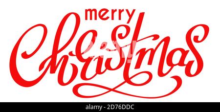 Rote Inschrift Frohe Weihnachten, handgeschriebene Beschriftung für Winterferien Design, Kalligraphie Vektor Illustration Stock Vektor