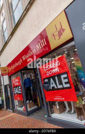 edinburgh Wolle wird den Verkauf, Bekleidungsgeschäft, High Street Schließung, Shop geht aus dem Geschäft, Wirtschaftsklima scheitern Unternehmen schließen. Stockfoto