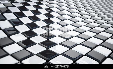 Karierte Fahnenstruktur mit Wellenmuster. 3D-Illustration. Stockfoto