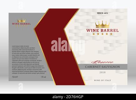 Premium-Qualitätsetiketten für roten Wein vorne und hinten Stock Vektor