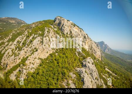 Der Panoramablick vom Olympos Berg oder Tahtali bei Kemer, Provinz Antalya, Türkei Stockfoto