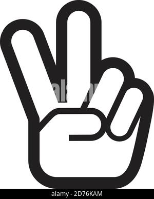 Hand Symbol Sieg Zeichen. Vektorsymbol. Schwarz-Weiß-Abbildung. Stock Vektor