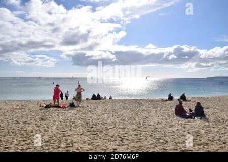 Gyllyngvase Beach, Falmouth, Cornwall Großbritannien Okt 2020 Stockfoto